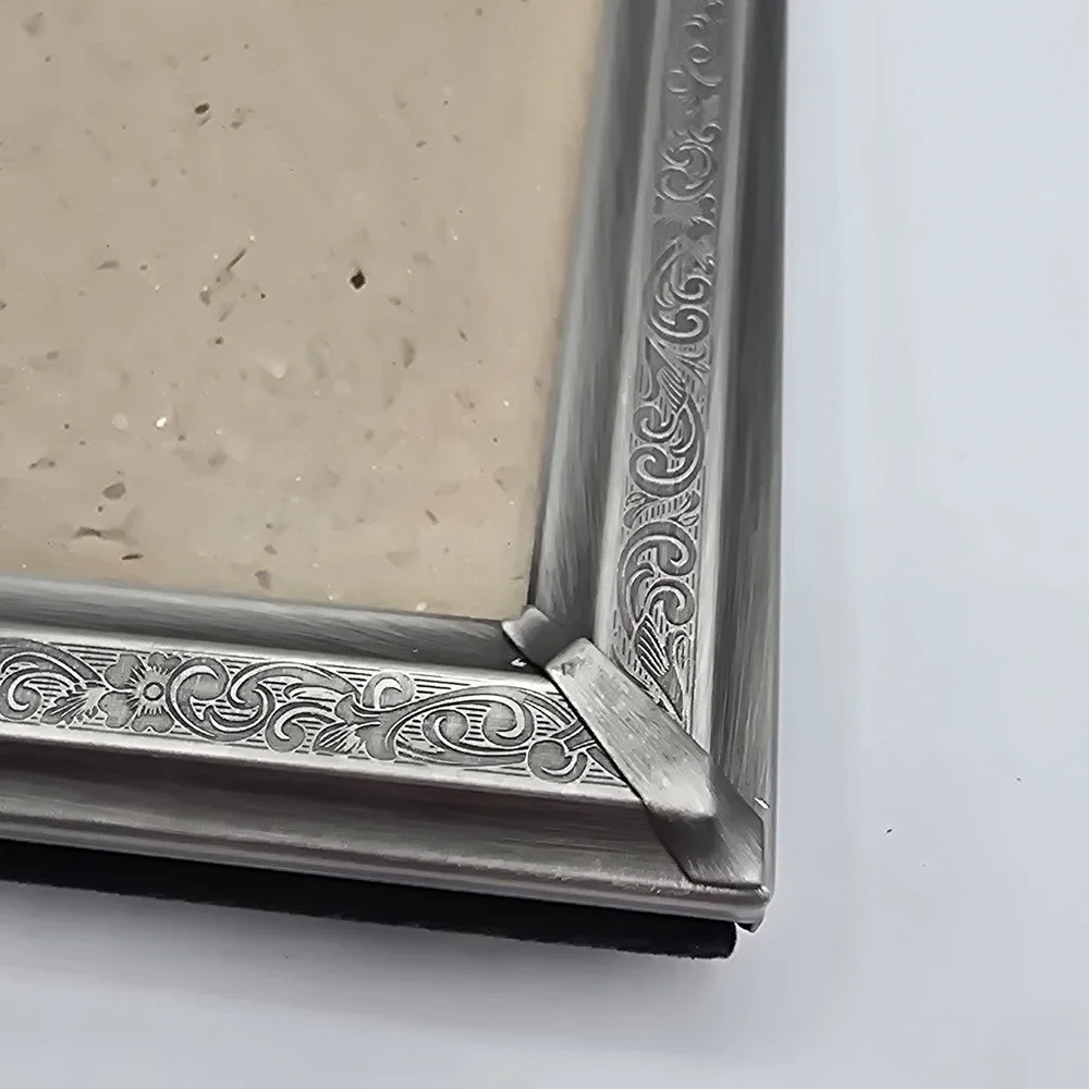 Metal Silver Scroll Standing Photo Picture Frame Detailed Etching‎ Vtg Style